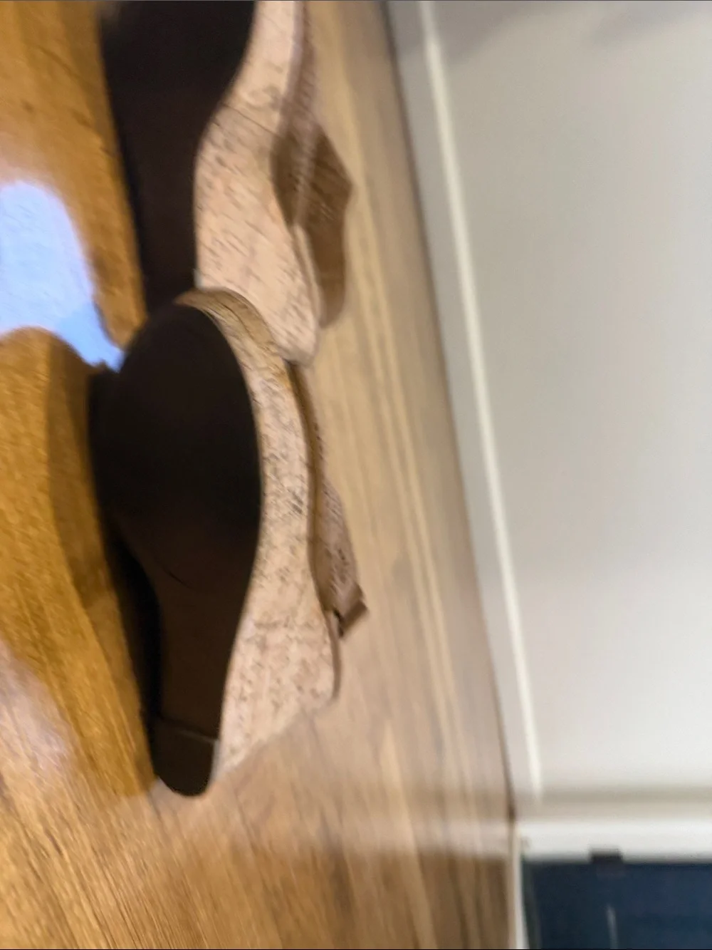Perforated Tan Cork Wedge Sandals with Slingback